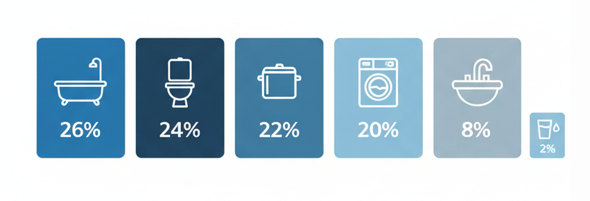 日本人1人あたりの水の使用割合イメージ
