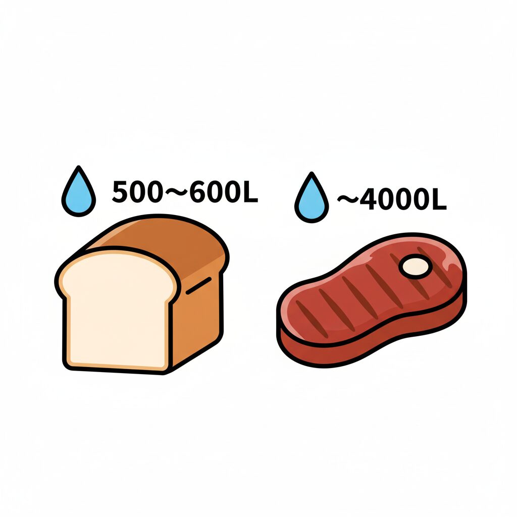 食パンとステーキの仮想水