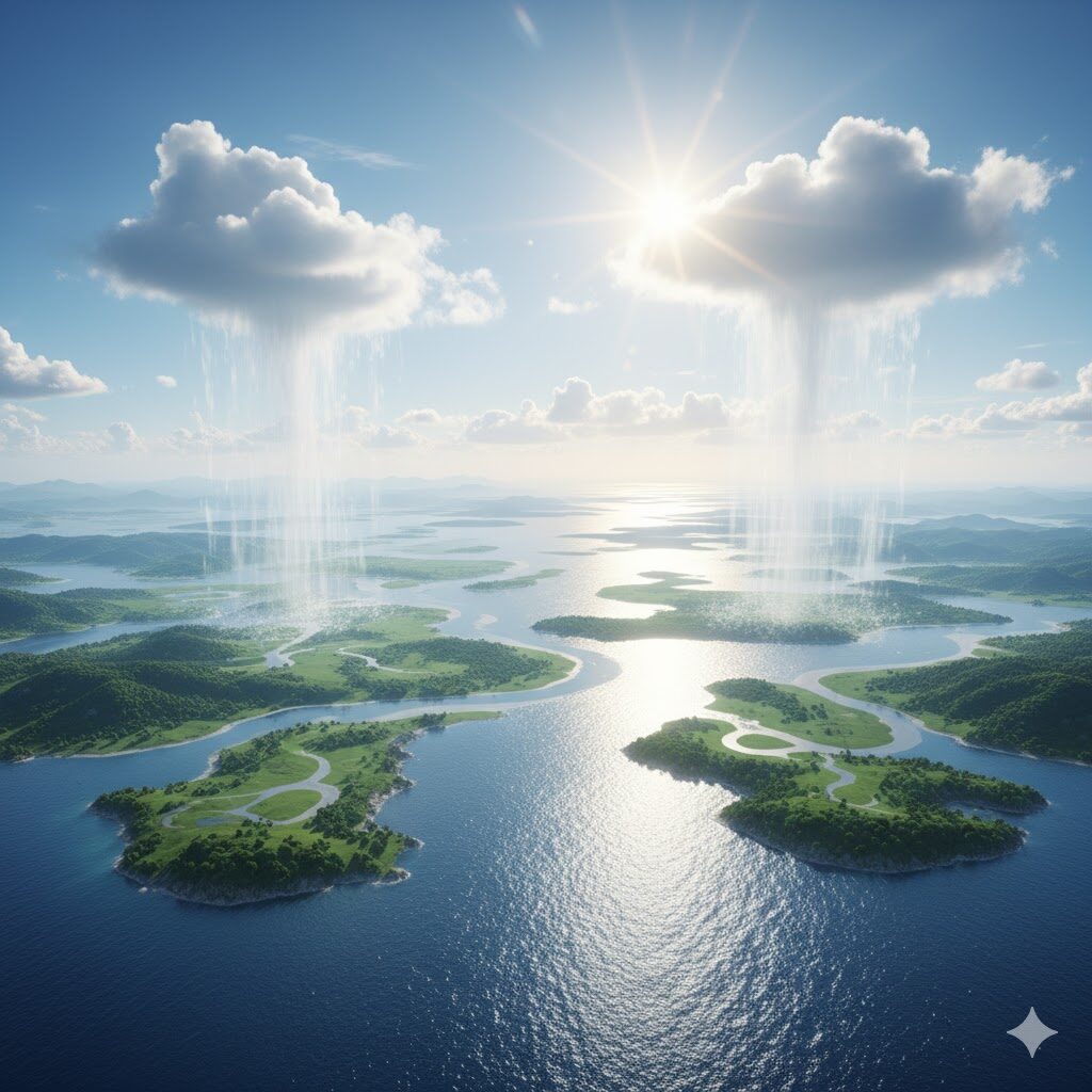 地球規模の水の循環のイメージ