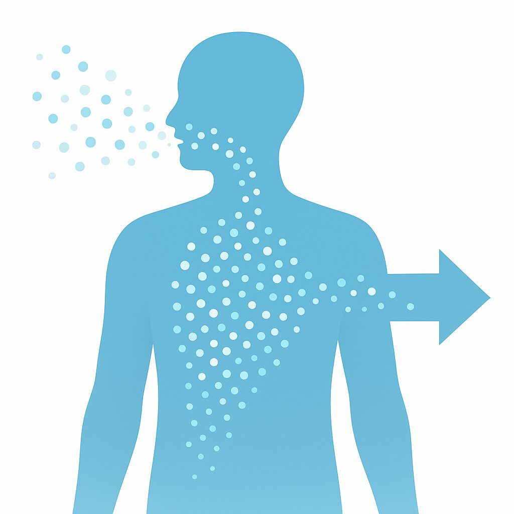 吸収されなかったカルシウムが排出されているイメージ